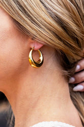 18K Gold Plated Stainless Steel Mod Hoop Earrings, Earrings, $ 15.00, A Moment Of Now™